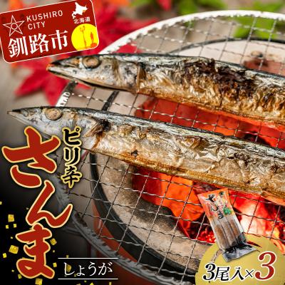 ふるさと納税 釧路市 ピリ辛さんましょうが 1パック(3尾入)×3 秋刀魚 サンマ 魚 魚介 釧路