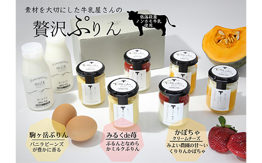 ピカタの森駒ヶ岳牛乳 贅沢ぷりんセット（各2個×3種）＜ピカタの森 駒ケ岳牛乳＞ 低温殺菌 ノンホモ牛乳 スイーツ ぷりん プリン ふるさと納税 北海道 mr1-0504-1