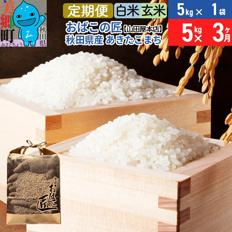 【ふるさと納税】《定期便3ヶ月》令和7年産 おばこの匠 秋田県産あきたこまち 5kg×3回 計15kg【白米／玄米 選べる】秋田こまち お米