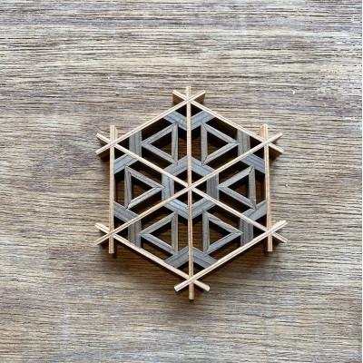 ふるさと納税 恵那市 組子職人が作るコースター(二重桜)1枚