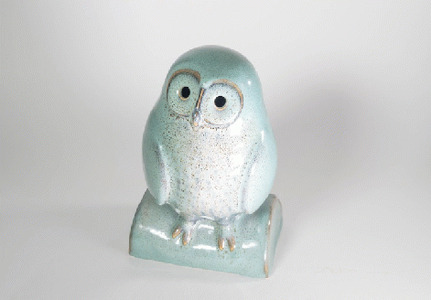 フクロウ置物「止まり木」　A-G04　株式会社 布引焼窯元 東近江