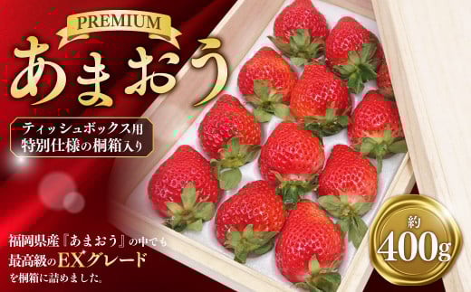 ティッシュボックス用 特別仕様の桐箱入り プレミアムあまおう 約400g×1パック 【ギフト・お祝い・贈答用】【2026年2月上旬～4月上旬発送予定】