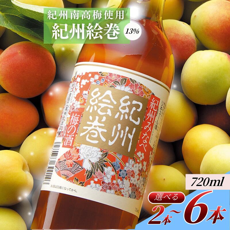 【ふるさと納税】梅酒 720ml 選べる本数 2～6本 紀州南高梅使用 紀州絵巻 和歌山県産 本格梅酒