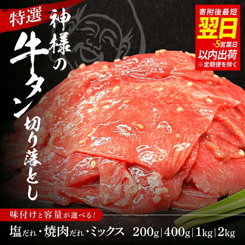 【ふるさと納税】 【 スピード発送 】 塩だれ・焼肉だれから選べる特選神様の牛タン切り落とし / 食べ比べ 訳あり スピード配送 お肉の神様【 牛タン タン先 塩だれ 焼肉だれ 漬け込み 大容量 人気 お得 柔かい 新鮮 焼肉 おつまみ 送料無料 】