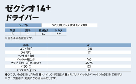 ゼクシオ 14+ ドライバー【10.5/S】《2025年モデル》ゴルフボールセット_GZ-C702-105S