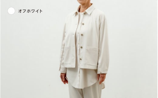 シャツジャケット オフホワイト M-L /シャツジャケット シャツ 羽織 レディース 介護服 シニアファッション 吸汗速乾 福井県鯖江市 [F-12302]