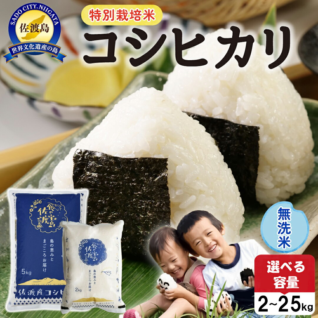 【ふるさと納税】無洗米 コシヒカリ 新潟 2kg 5kg 10kg 15kg 20kg 25kg 選べる 令和7年産 特別栽培米 佐渡島産 農薬・化学肥料5割減 新潟県産 こしひかり 米 こめ コメ ブランド米 おすすめ お取り寄せ 時短 とがずに炊ける アウトドア ごはん おにぎり お弁当 新潟県 佐渡市