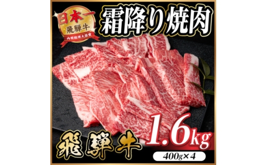 飛騨牛 霜降り焼肉 約1.6kg(約400g×4)BBQ用(上カルビ、肩ロース、カイノミなど)訳あり【1733144】