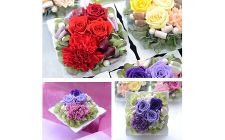 【クリア＆オレンジ】【完成品】 プリザーブドフラワー アレンジ ｢エクラ｣