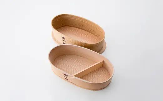 曲げわっぱ 小判弁当 入れ子2段〔中〕　305P6005【工房るわっぱ】