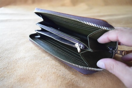ラウンド本革長財布 コニャック×オリーバ 【 イタリアンレザー ミネルバボックス 長財布 さいふ 財布 レザー イタリア革 レザーウォレット ラウンド長財布 ラウンドファスナー 本革長財布 プレゼント