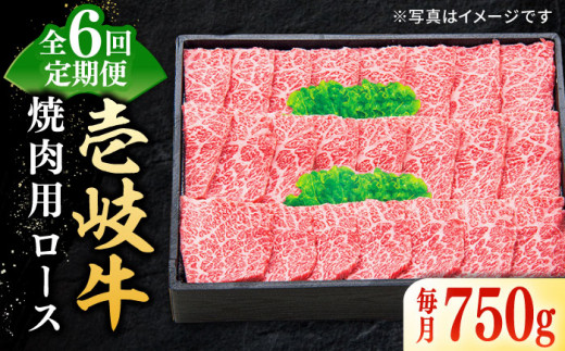 
【全6回定期便】 特選 壱岐牛 ロース 750g（焼肉用）《壱岐市》【太陽商事】[JDL077] お肉 牛肉 和牛 黒毛和牛 肉 高級 霜降り 焼肉 ロース肉 BBQ ローストビーフ 贈答 九州 300000 300000円 30万円
