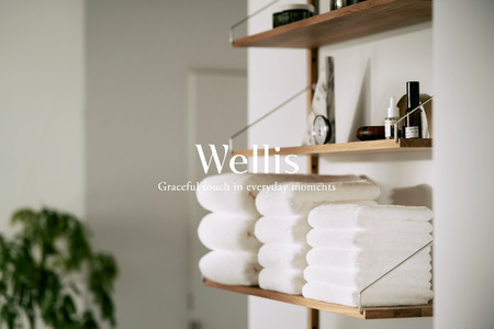Wellis　バスタオル2枚 ナチュラルホワイト　ランドリーバッグ付き　（009_5140_01）