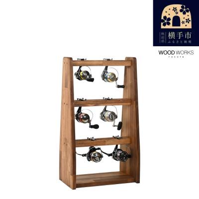 ふるさと納税 横手市 WOOD WORKS リールスタンドBタイプ/Mサイズ【本体カラー:ブラウン】
