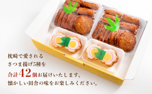 中村屋のさつま揚げセット ( 生 ) 5種類 (合計42個)  A3−108【配送不可地域：離島】【1166496】