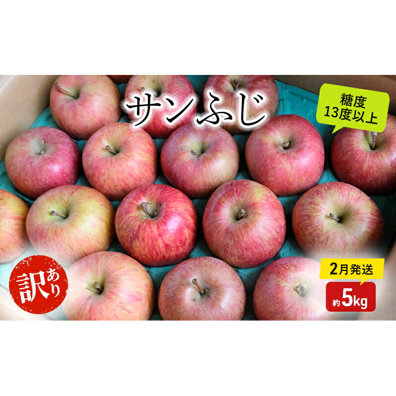 【ふるさと納税】りんご【2月発送】糖度13度以上 訳あり品 家庭用 サンふじ 約5kg【青森りんご】果物類 フルーツ 林檎 リンゴ 弘前市 青森県 おやつ デザート　お届け：2026年2月20日頃～2026年2月28日