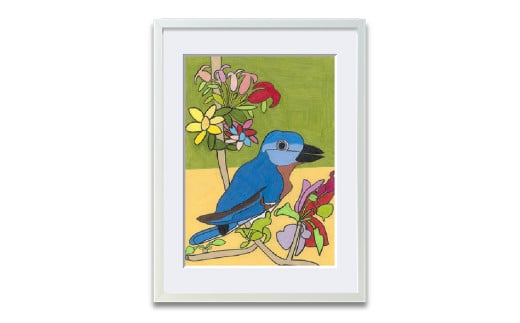 アート作品「りんごの花とルリビタキ」（小）【 絵画 インテリア アート 芸術品 美術品 】
