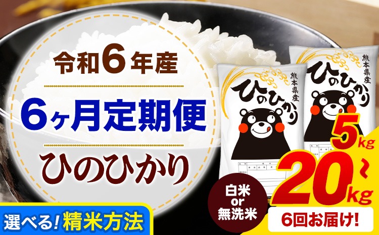 【6ヶ月定期便】令和6年産 白米 or 無洗米 ひのひかり 定期便あり 5kg 10kg 15kg 20kg 《申込み翌月から発送》令和6年産 熊本県産 ふるさと納税 無洗米 白米 精米 ひの 米 こめ ふるさとのうぜい ヒノヒカリ コメ お米---mifune_lcl_118_mo6num1---