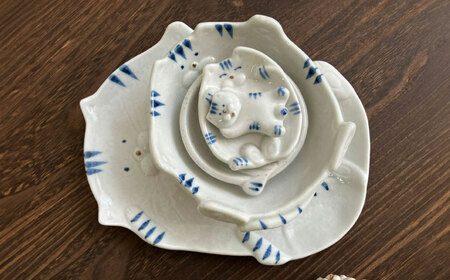 【瀬戸焼】瀬戸焼猫の形のお皿 5点セット【株式会社まるたか水野コーポレーション】 / 皿 食器  ギフト プレゼント / 瀬戸市[BBBF017]