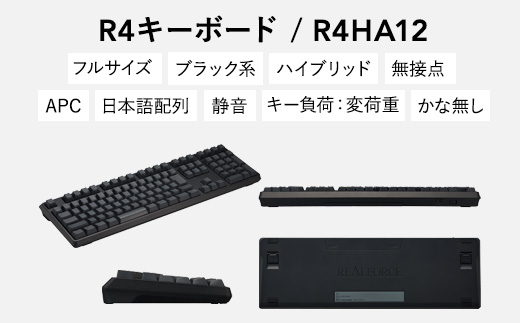 東プレ REALFORCE R4 プロのためのプレミアムキーボード 日本語配列 フルサイズ 変荷重 黒 (型式：R4HA12)