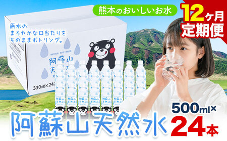 【12ヶ月定期便】天然水  阿蘇山 天然水 500ml 24本 |丸富産業