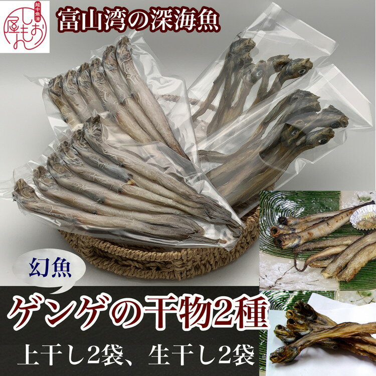 【ふるさと納税】【富山湾深海魚】ゲンゲの干物 2種セット（上干し・生干し　各2袋）｜干物 魚 冷凍 焼き魚 朝食 ご飯のお供 日本酒 おつまみ セット 酒の肴 魚貝類 干物ギフト 旨味 白身 ノロゲンゲ 幻魚 Fish Seafood Dried 北陸 富山県 富山湾 魚津市