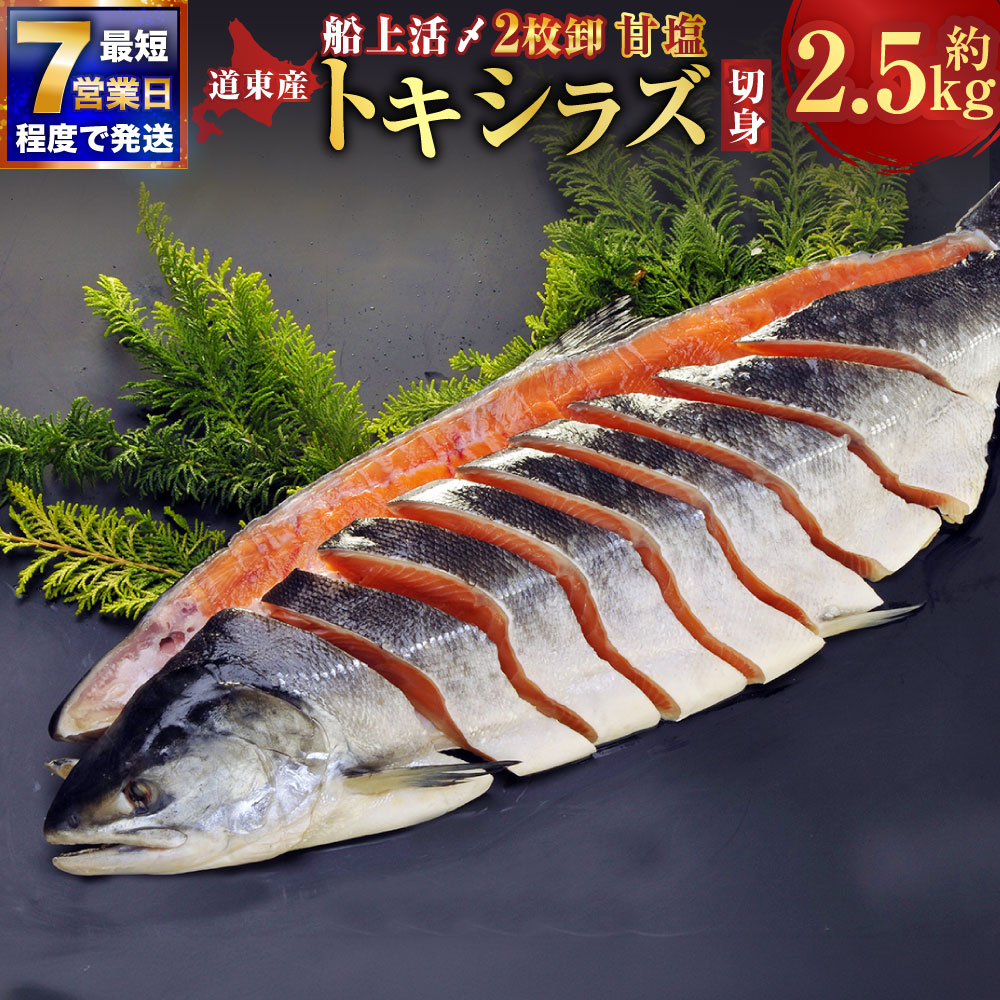 【ふるさと納税】定置網漁法【道東産】船上活〆トキシラズ 2枚卸切身 約2.5kg 【7日程度で発送】甘塩 時鮭 鮭 トキシラズ ときしらず さけ サケ シャケ 魚 魚介類 水産物 切り身 切身 おかず ごはんのお供 ご飯のお供 冷凍 北海道 釧路市 送料無料