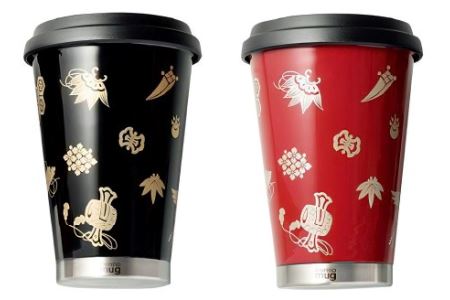 うるしモバイルタンブラー　宝尽くし・黒　工芸品 漆塗