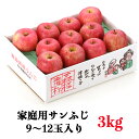 【ふるさと納税】家庭用りんご サンふじ 3kg (9～12玉入り 3kg 1箱) ～見た目にわけあり 味はそのまま～｜青森 津軽 つがる リンゴ 林檎 フルーツ 訳あり 果物 旬 [0341]