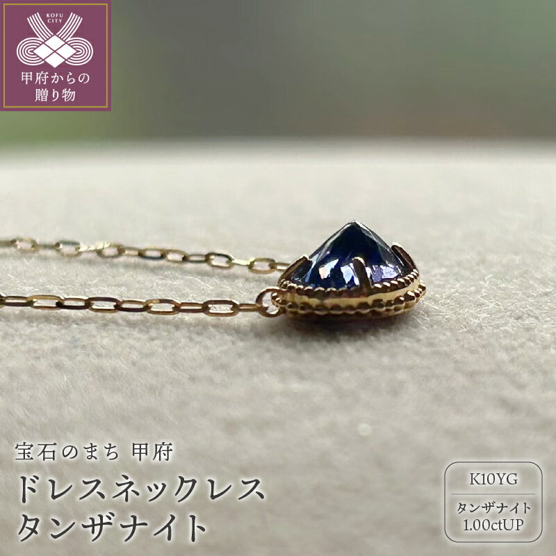 【ふるさと納税】 ＜ 甲府ジュエリー ＞ ネックレス ジュエリー レディース アクセサリー 10金 イエローゴールド YG ドレスネックレス ストーン タンザナイト 誕生石 12月 ギフト プレゼント ジュエリーケース付 保証書付 k301-003