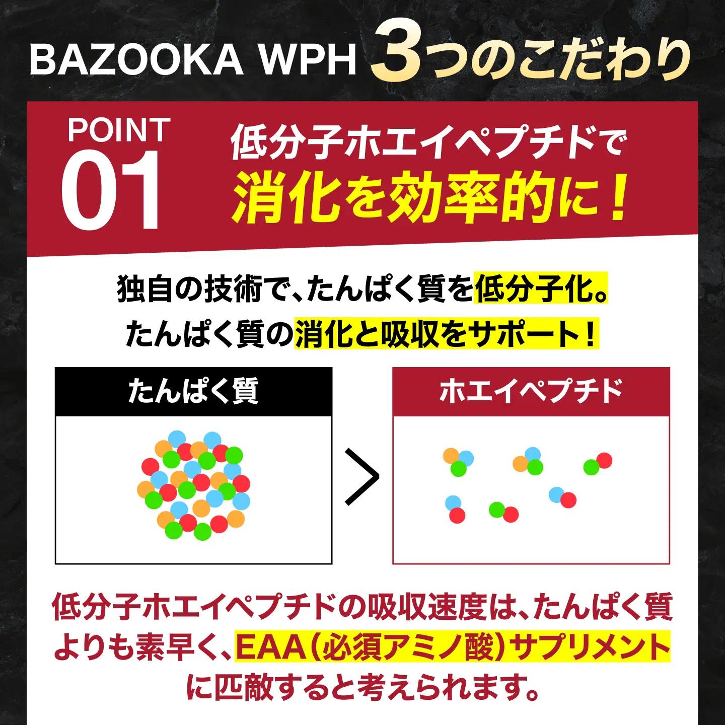プロテイン BAZOOKA NUTRITION WPH（ホエイペプチド）＜ビターチョコレート＞ 600g｜バズーカ岡田監修 アルプロン[AIEN003]