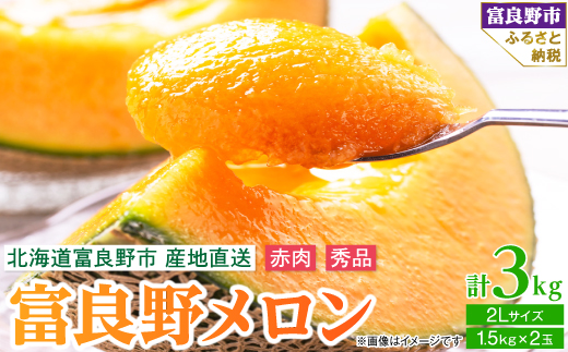 
                  2026年先行予約 糖度15度前後 富良野メロン　2Lサイズ(1.5kg)　赤肉 2玉入り_ メロン ふらのメロン フルーツ 果物 くだもの 北海道 富良野市 富良野 人気 美味しい ギフト プレゼント おすすめ 贈答 送料無料 お取り寄せ 【1257790】
                