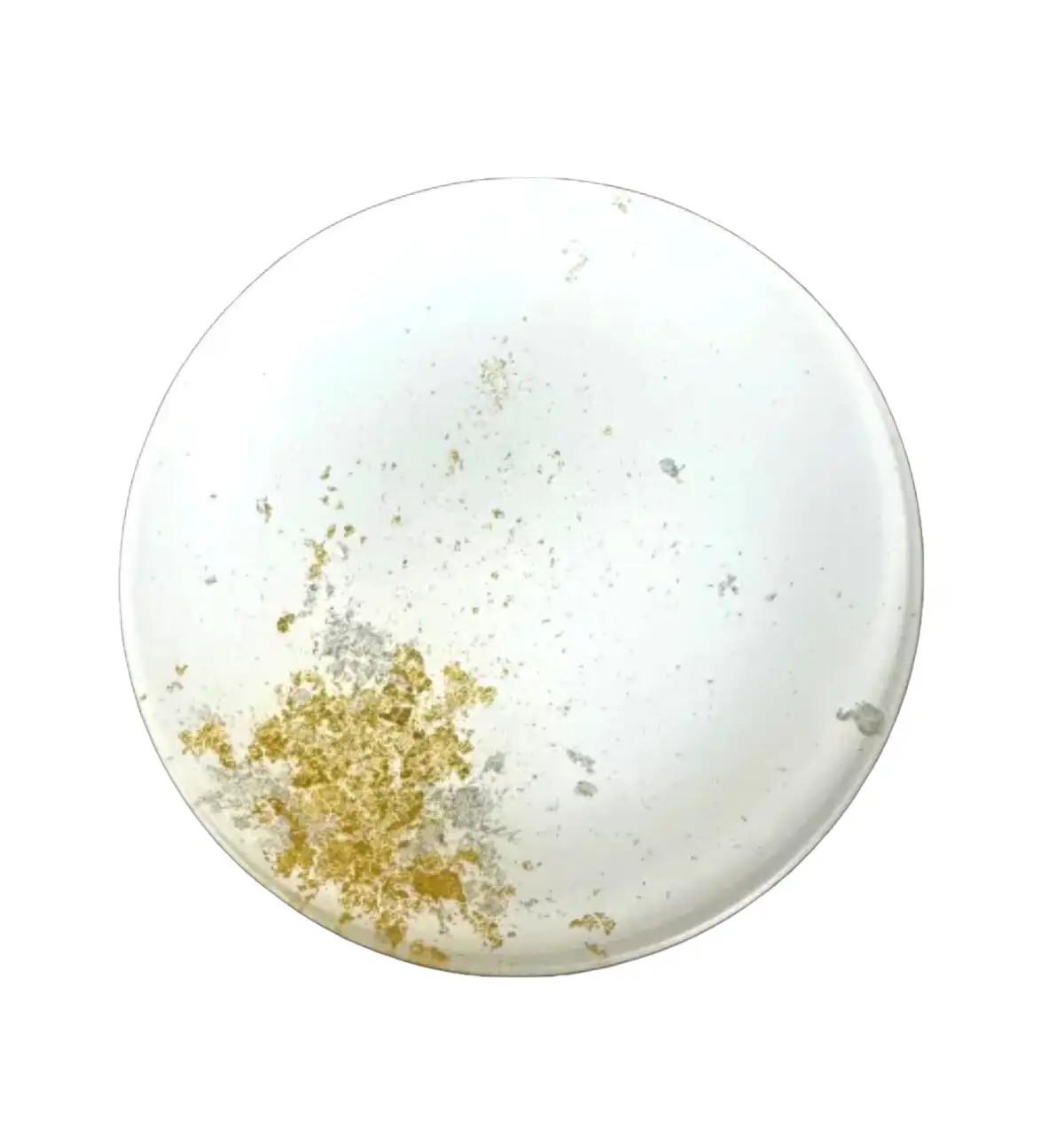丸小皿 古代（金箔）純白［NF175］