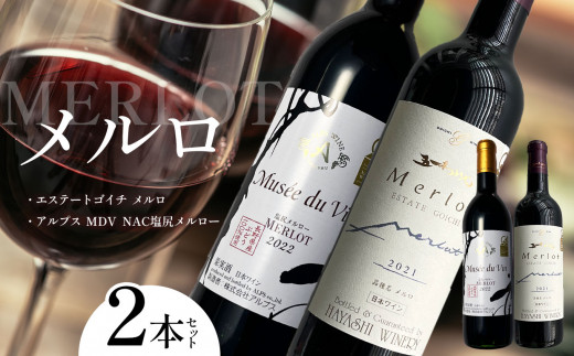 メルロ 2本セット（エステートゴイチ、アルプス MDV NAC塩尻） | お酒 酒 おさけ ワイン わいん 長野県 塩尻市