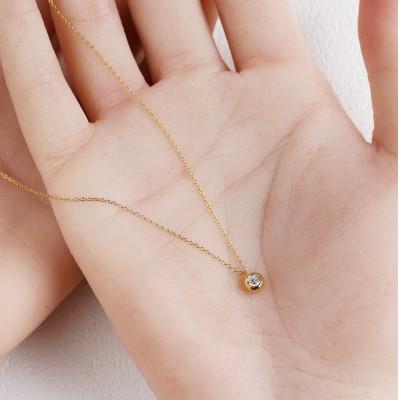 ふるさと納税 大津市 K18 金【0.2ct ラボダイヤモンドネックレス】ふくりん留め 輝き続ける美しさ 一粒ペンダント |  | 02