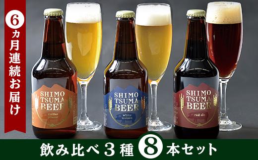 
14-7【６ヵ月連続お届け】しもつまクラフトビール８本セット
