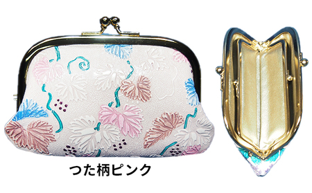 姫路革細工 親子がま口 民芸品 工芸品 伝統技術 ファッション小物 レトロ  花・ピンク