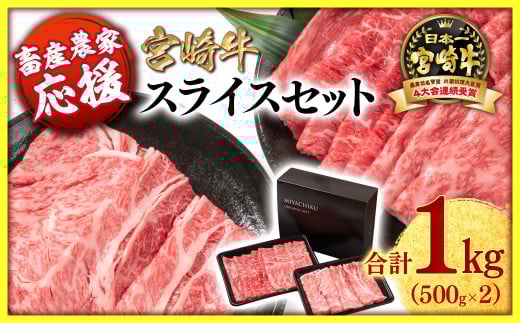 【畜産農家応援】宮崎牛肩ロース＆モモすき焼き1kg  （500g ×2）牛肉 4等級以上 スライス 鉄板焼肉 ブランド牛 ミヤチク 内閣総理大臣賞4連覇 ＜1.8-20＞すき焼肉 すき焼き肉