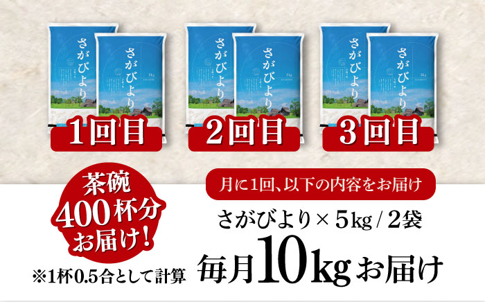 【新米・令和7年産】【10kg×3回定期便】【令和5年産】さがびより 計30kg（5kg×2袋） 吉野ヶ里町/増田米穀 お米 [FBM006]