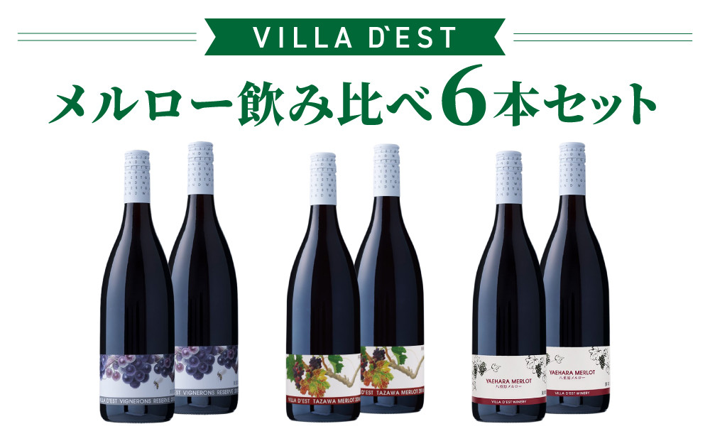 
【ヴィラデストワイナリー】赤ワイン メルロー飲み比べ3種6本セット
