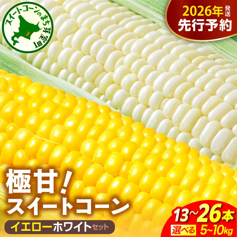 【ふるさと納税】先行受付 2026年産 極甘 スイートコーン 2色セット（イエロー・ホワイト）北海道産【選べる：5kg ( 13本 ) / 10kg ( 26本 )】とうもろこし とうきび コーン 野菜 国産 産地直送 お取り寄せ 北海道 十勝 芽室町