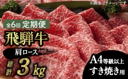 【6回定期便】【飛騨牛 すき焼き用】 A4 等級以上 ロース / 肩ロース 500g 和牛 ブランド牛 国産 牛肉 多治見市 / 渡辺精肉店 [TAZ019]