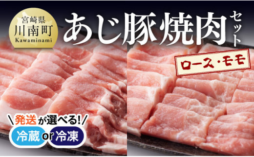 【冷蔵※令和7年3月発送分※】 あじ豚焼肉セット(ロース＋モモ) 【 肉 豚 豚肉 ロース モモ 焼肉 バーベキュー BBQ タレ 宮崎県産 川南町産 】