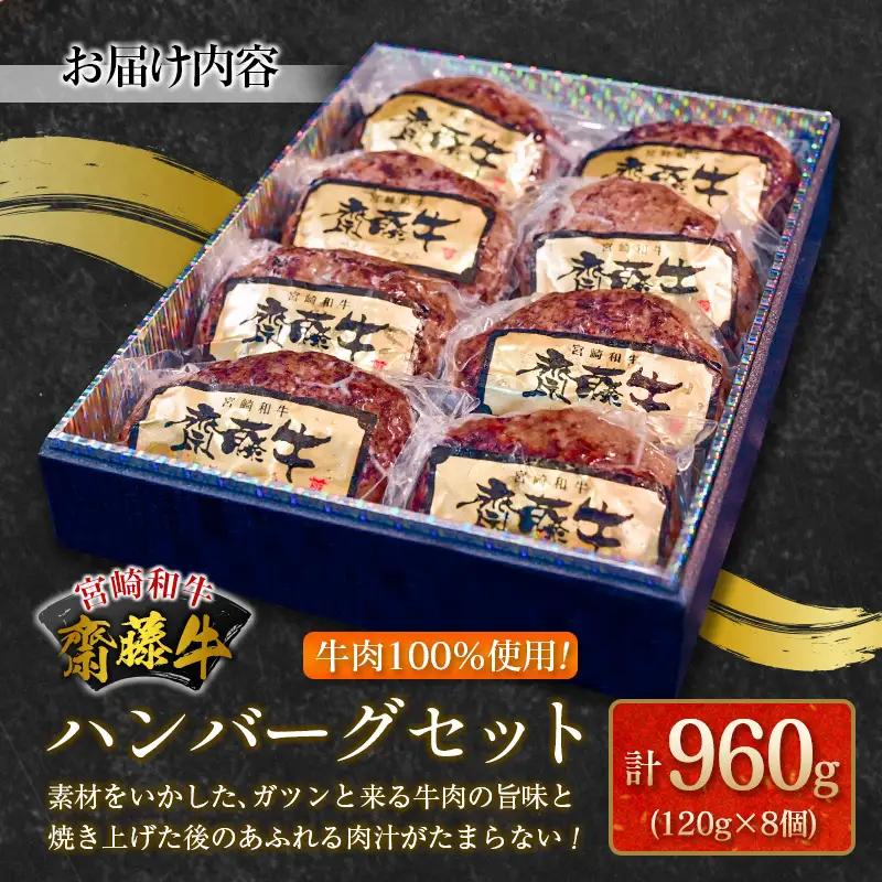 齋藤牛 ハンバーグセット（120g×8個）計960g【B549】
