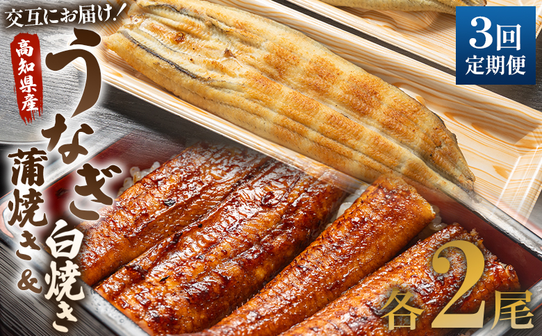 国産 うなぎ 定期便 3回 うなぎ蒲焼き&白焼き120g 2尾(無頭) 交互にお届け 魚介 国産 海鮮 魚 かばやき 鰻 ウナギ 惣菜 お手軽 しらやき 加工品 加工食品 冷凍 Wun-0048