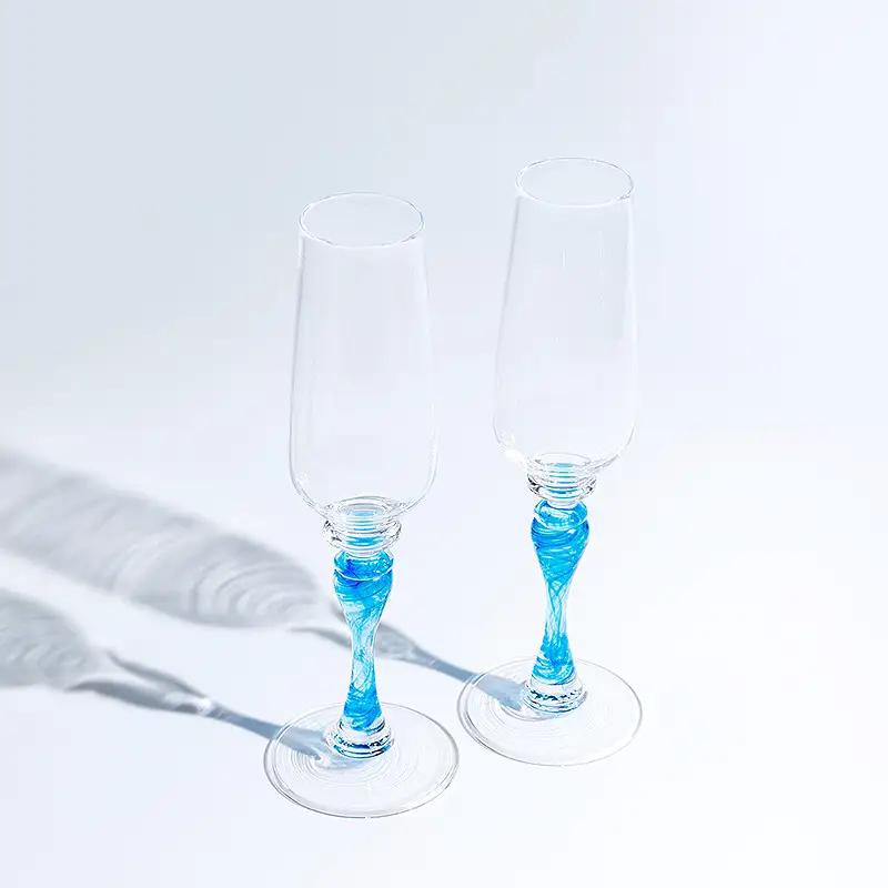 ＜ガラス作家 橋本倫礼＞ペアシャンパングラス「清流」 硝子 ガラス シャンパングラス ペア シャンパン グラス 橋本倫礼 贈り物 ギフト F6L-1249