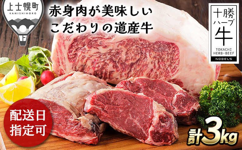 
［100-H51］配送希望日指定可　北海道　牛肉　赤身　サーロイン　ヒレ肉　キャンプ　アウトドア　BBQ｜十勝ハーブ牛　サーロイン＆ヒレブロックセット＜計3kg＞　※オンライン申請対応
