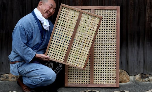 えびら(竹編み平かご) 四ツ目編み (大) 竹ざる 梅干しざる 干し野菜 TT099