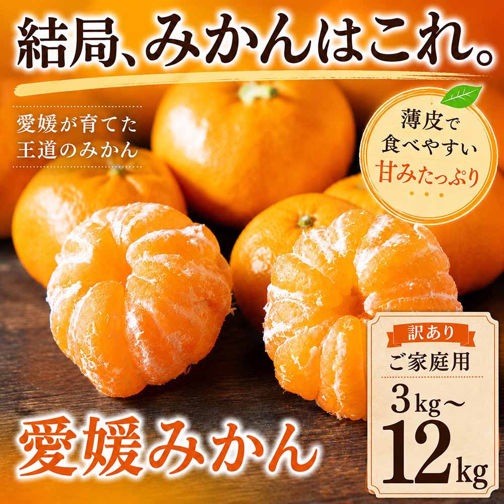 【ふるさと納税】＜玉宝の味わい 愛媛県産みかん 合計約3／6／9／12kg＞『2026年10月下旬～1月中旬迄に順次出荷予定』 選べる 訳あり あまい 甘酸っぱい ミカン 蜜柑 ご家庭用 果汁 果物 くだもの フルーツ オレンジ 柑橘 人気柑橘 特産品 極尽道 愛媛県 西予市 【常温】