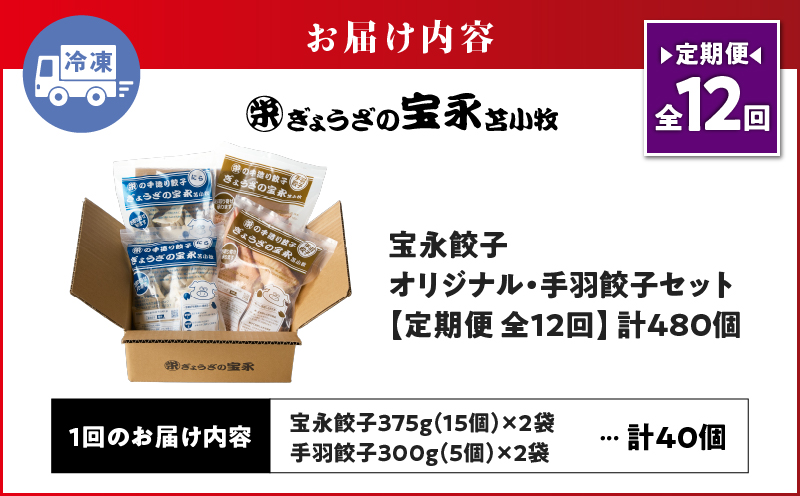 【定期便・全12回 毎月】手包み餃子 ぎょうざの宝永 手羽餃子40個セット（宝永餃子15個入×2袋・手羽餃子5個入×2袋）　T004-T06-02-05